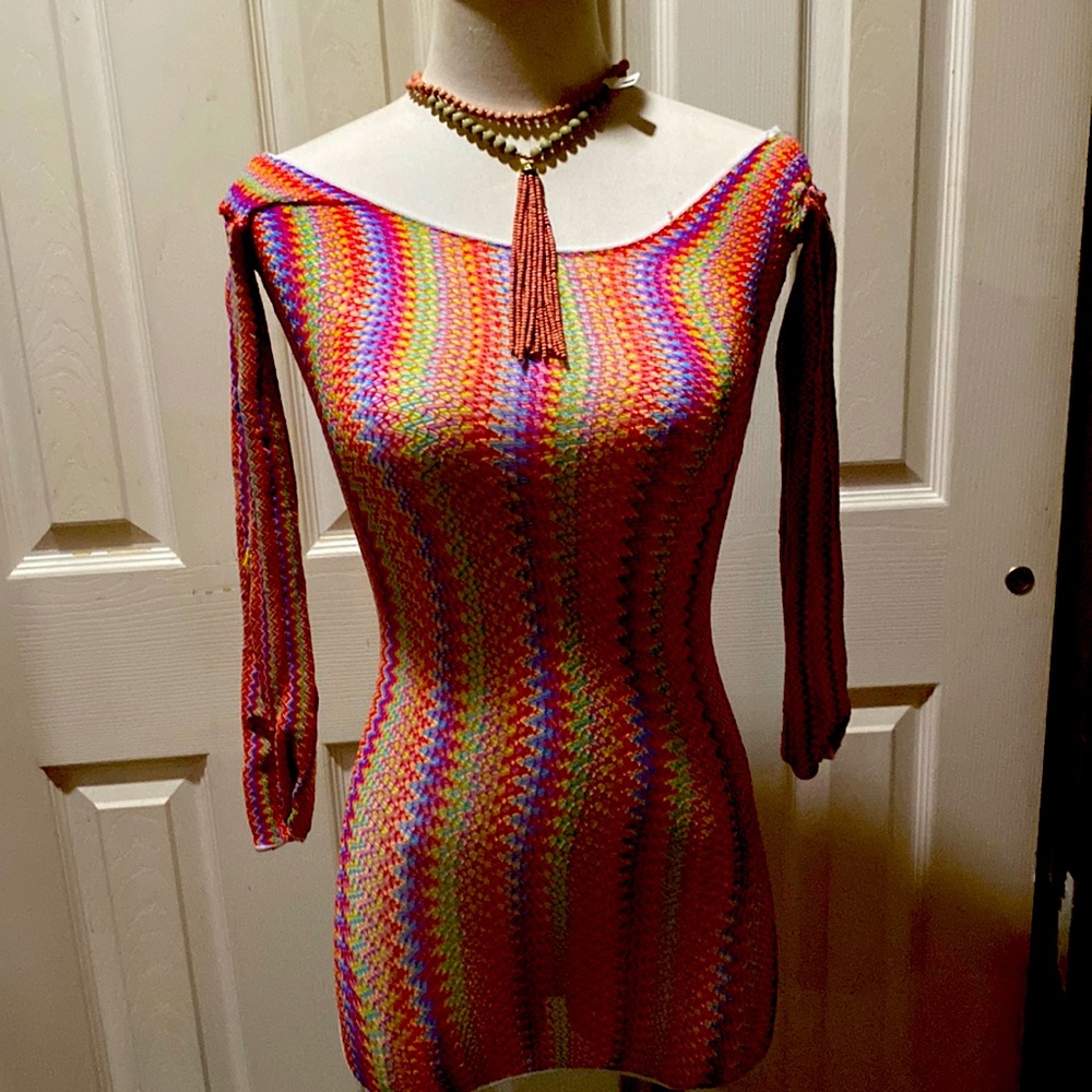 Cool woven semi sheer rainbow sexy top 0/S